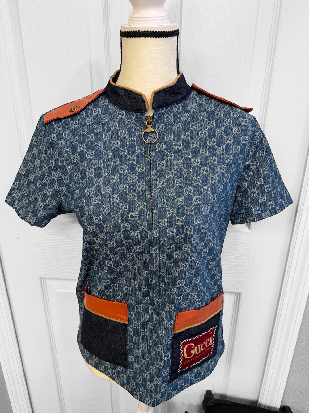 Gucci GG Monogram Denim Zip Top Archive Y2K Rare